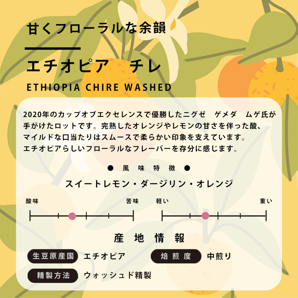 コーヒー豆】エチオピア チレ ウォッシュド（中煎り） – HONOKA COFFEE